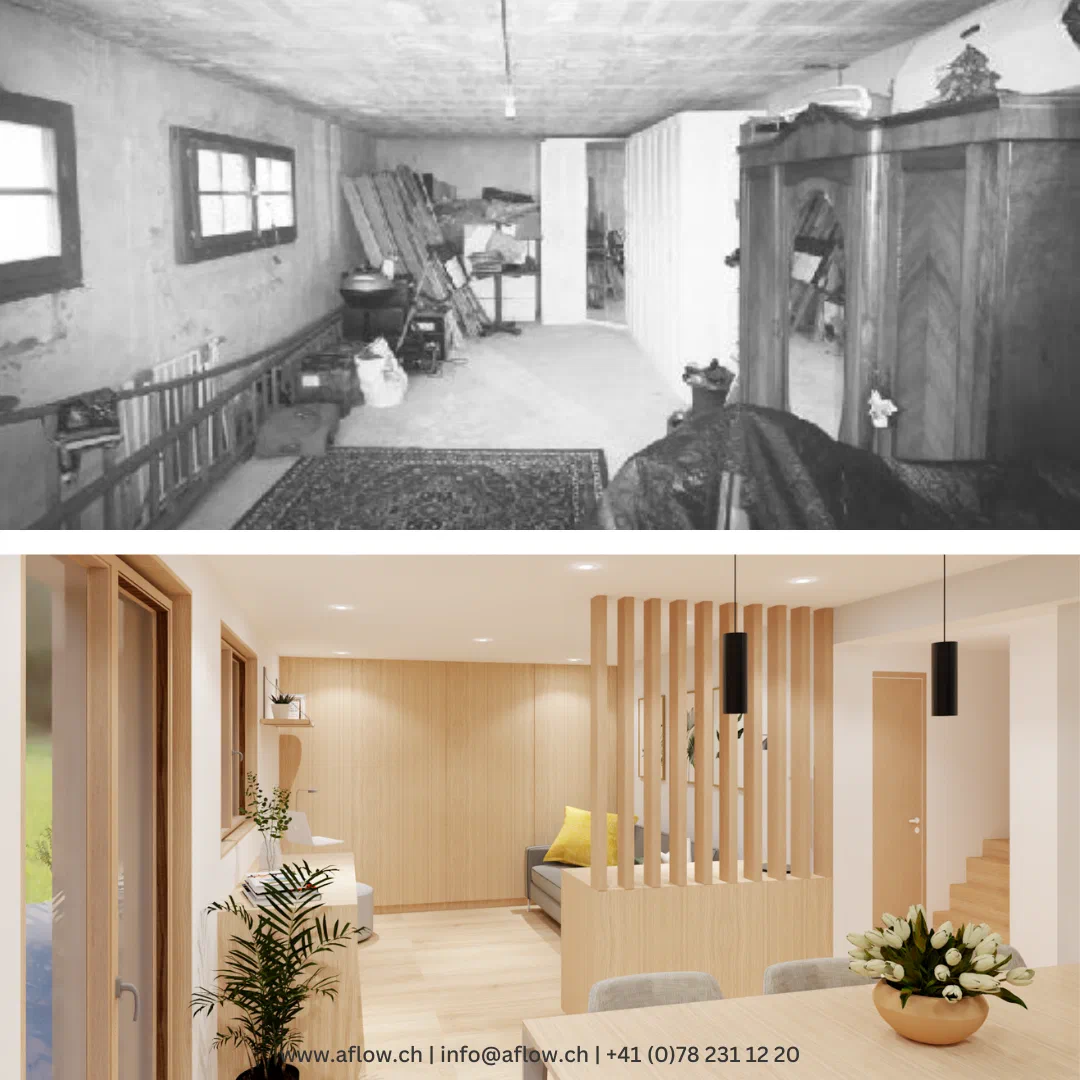 Transformation et rénovation d'une cave en studio — vue 1